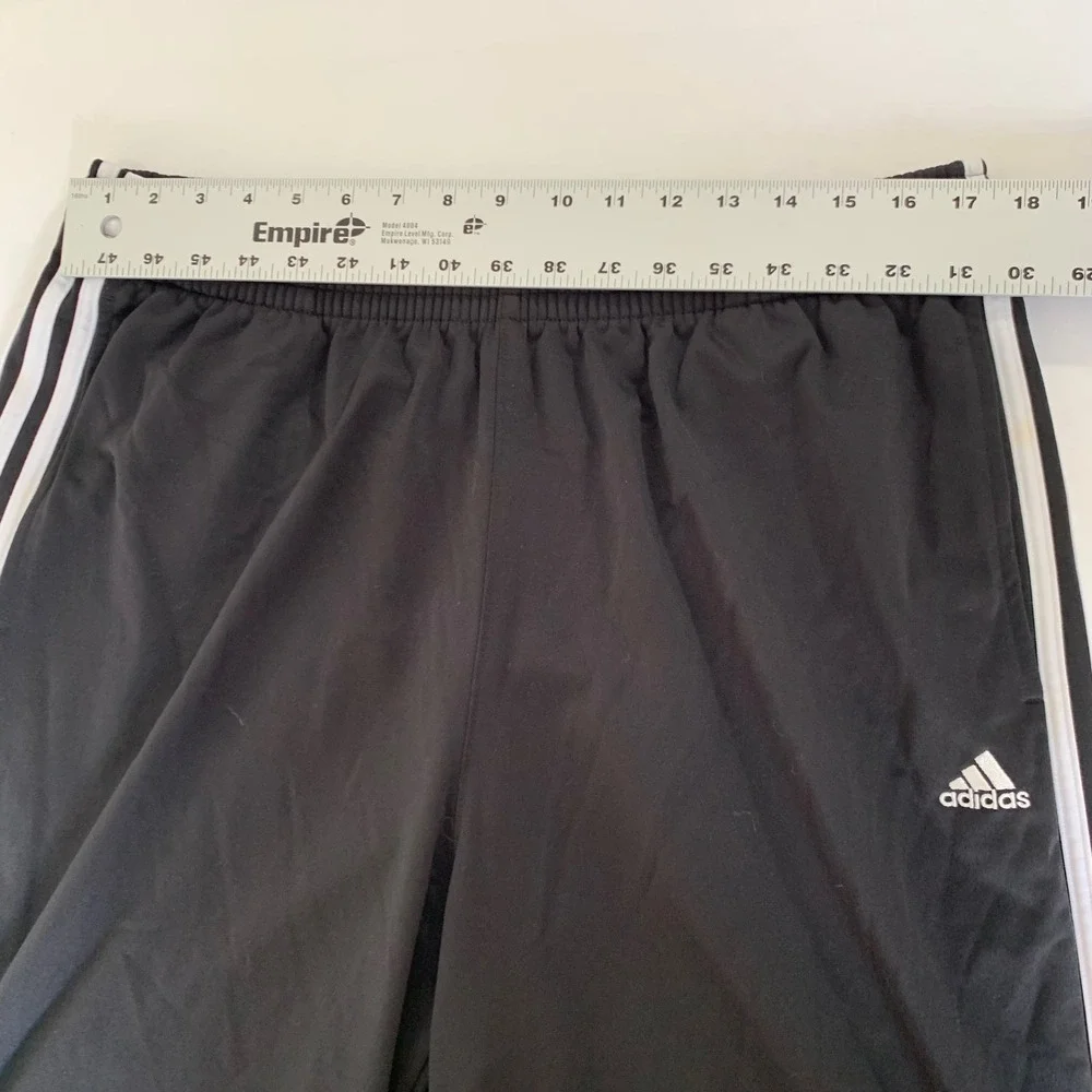 Adidas Track Pants Mens Large Black 3-Stripe Straight Warmup Athletic Sporty Gym